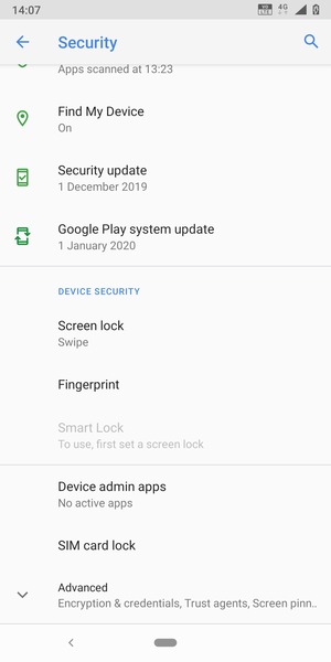 Scroll to and select SIM card lock