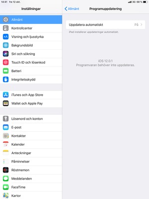Om din iPad är uppdaterad, kommer du att se följande skärm