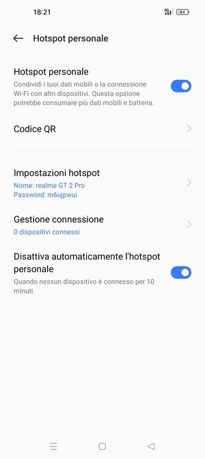 Il telefono è ora pronto per essere usato come modem