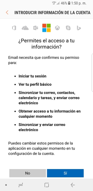 Desplácese y seleccione Sí