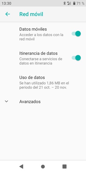 Activar o desactivar Itinerancia de datos