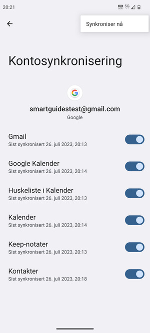 Velg Synkroniser nå