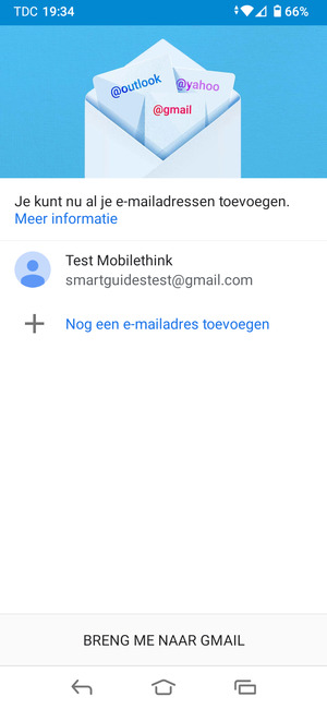 Selecteer BRENG ME NAAR GMAIL