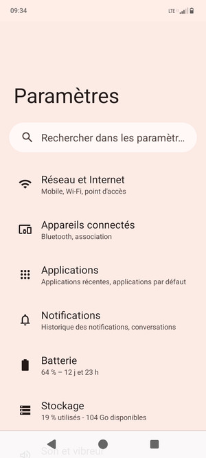 Sélectionnez Réseau et Internet