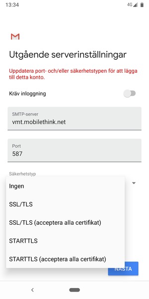 Välj Ingen