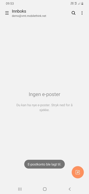Kontoen er klar til bruk
