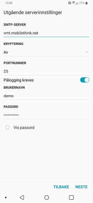 Skriv inn utgående serveradresse