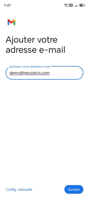 Saisissez votre Adresse e-mail et sélectionnez Suivant