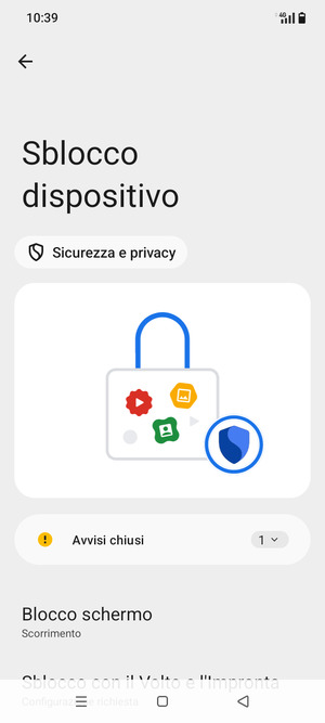 Seleziona Blocco shcermo