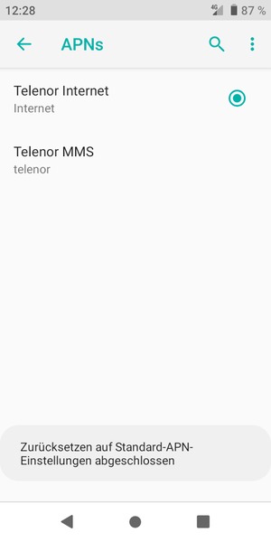 Ihr Handy wird auf Standard-Einstellungen für Internet und MMS zurückgestellt