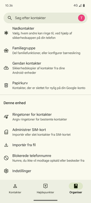 Scroll til og vælg Administrer SIM-kort