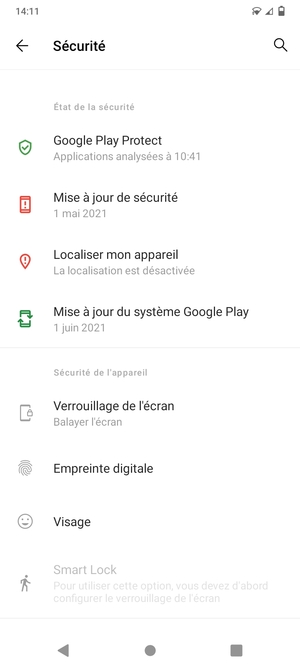 Sélectionnez Verrouillage de l'écran