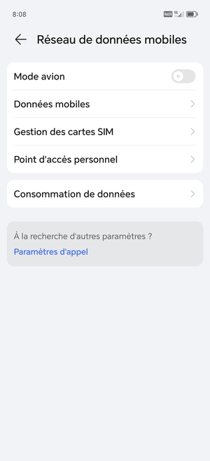 Sélectionnez Données mobiles