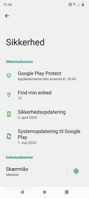 Din telefon er nu sikret med en skærmlås