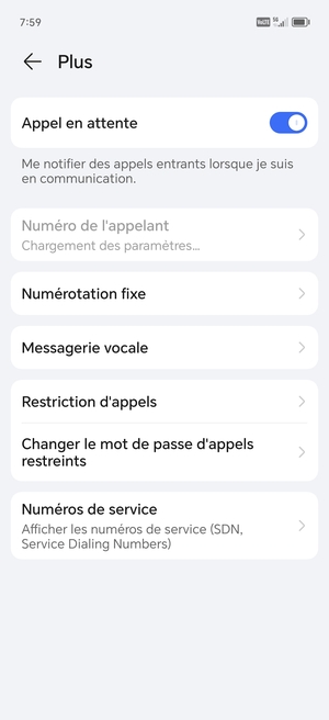 Sélectionnez Messagerie vocale