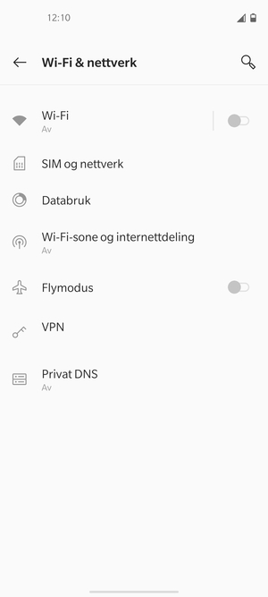Velg SIM og nettverk