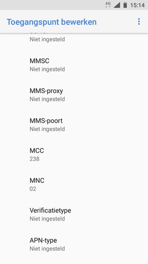 Scroll naar beneden en voer mms-gegevens in