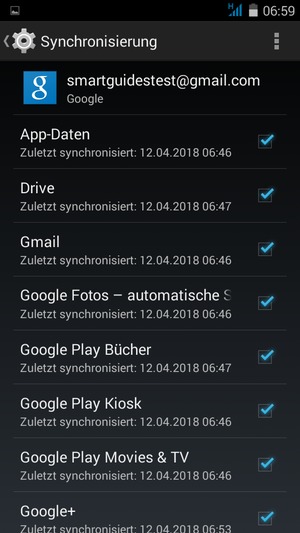Aktivieren Sie alle Kontrollkästchen