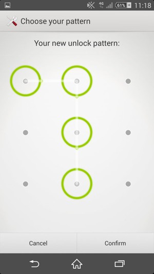 Draw the unlock pattern again and select Confirm