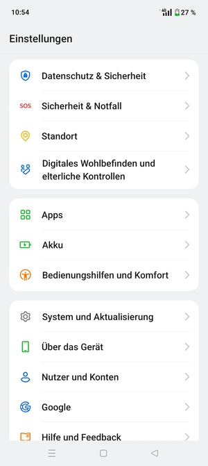 Scrollen Sie und wählen Sie Datenschutz & Sicherheit