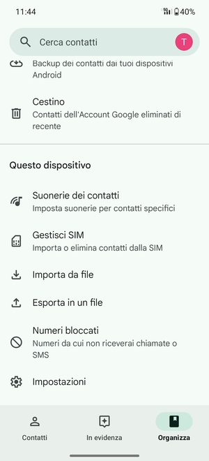 Scorri e seleziona Gestisci SIM