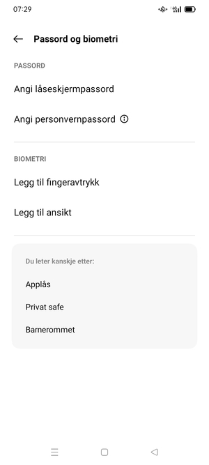 Velg Angi låseskjermpassord