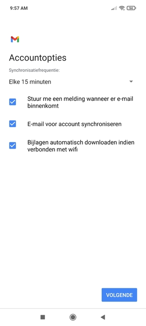 Selecteer VOLGENDE