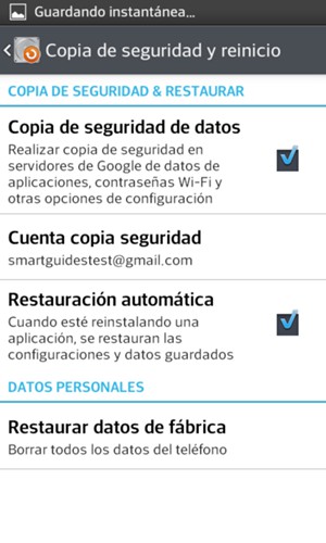 Vuelva al menú Ajustes