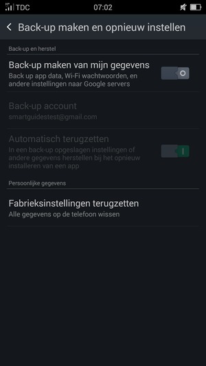 Schakel Back-up maken van mijn gegevens in