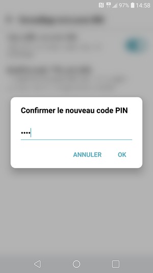 Veuillez confirmer votre nouveau code PIN de la carte SIM et sélectionner OK