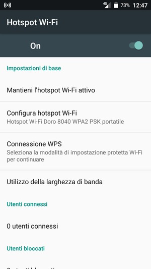 Il telefono è ora pronto per essere usato come modem