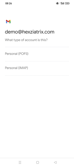 Select Personal (POP3) or Personal (IMAP)