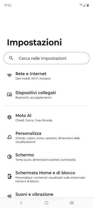 Seleziona Rete e Internet