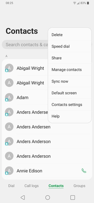 Select Manage contacts