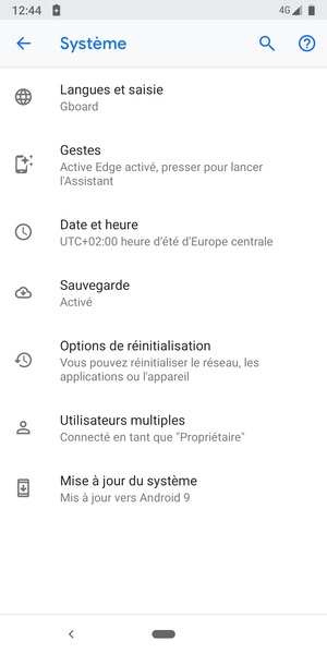 Sélectionnez Mise à jour du système