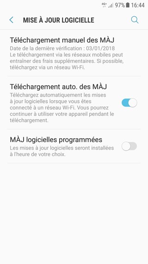 Sélectionnez Téléchargement manuel des MÀJ