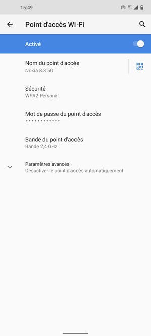 Votre téléphone est maintenant configuré pour être utilisé comme modem