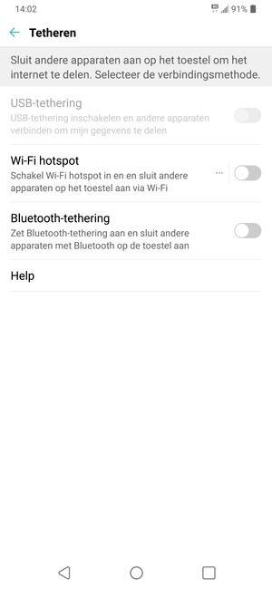 Selecteer Wi-Fi hotspot
