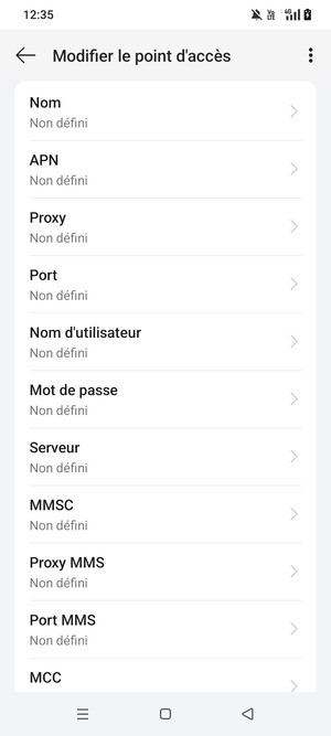 Saisissez les informations Internet