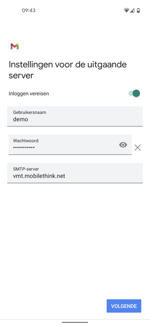 Voer Uitgaand serveradres in