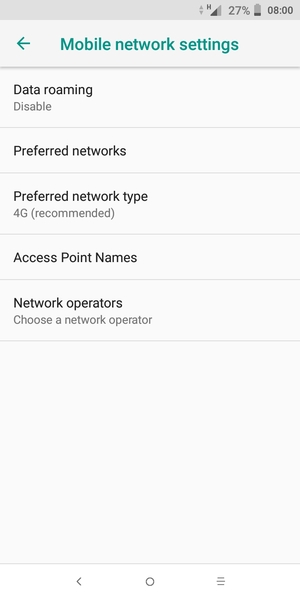 To change network if network problems occur, select Network operators