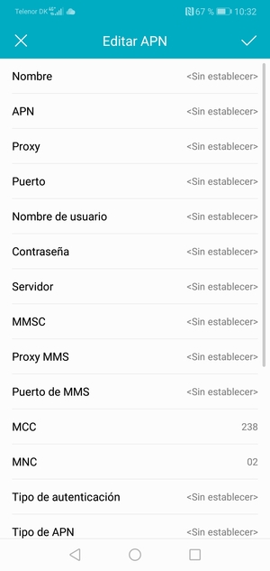 Introduzca la información de Internet