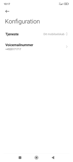 Vælg Voicemailnummer