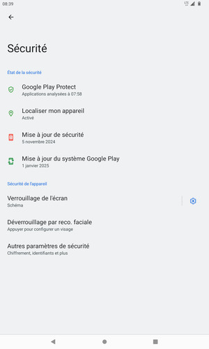 Votre tablette est maintenant sécurisée par un écran de verrouillage