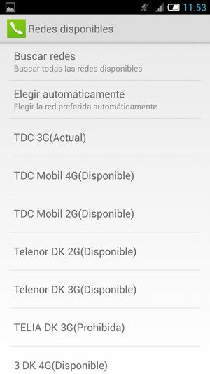 Seleccione un operador de red de la lista