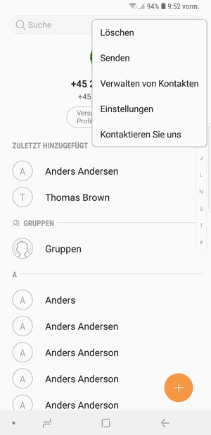 Wählen Sie Verwalten von Kontakten