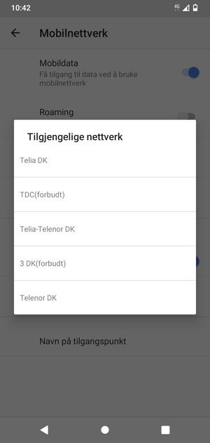 Velg en nettverksoperatør fra listen