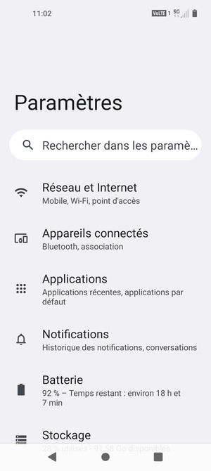 Sélectionnez Réseau et Internet