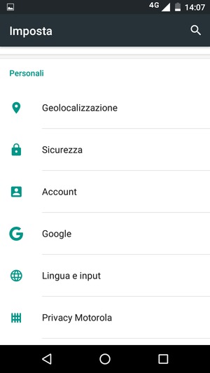 Scorri e seleziona Sicurezza