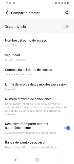 Seleccione Contraseña del punto de acceso